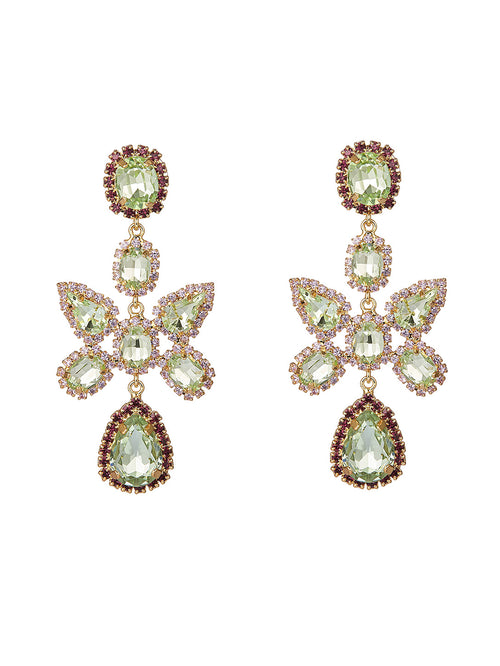 Green Statement Stone Drop Earrings