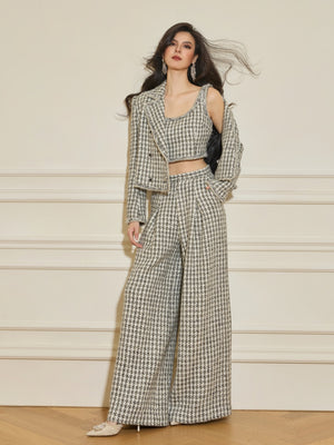 Tweed Tank & Jacket & Wide Leg Pant Sets