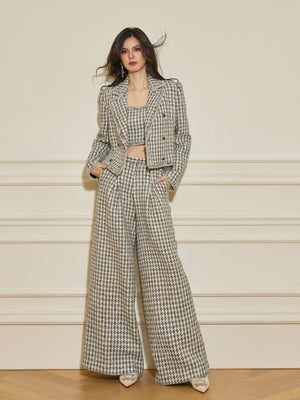 Tweed Tank & Jacket & Wide Leg Pant Sets