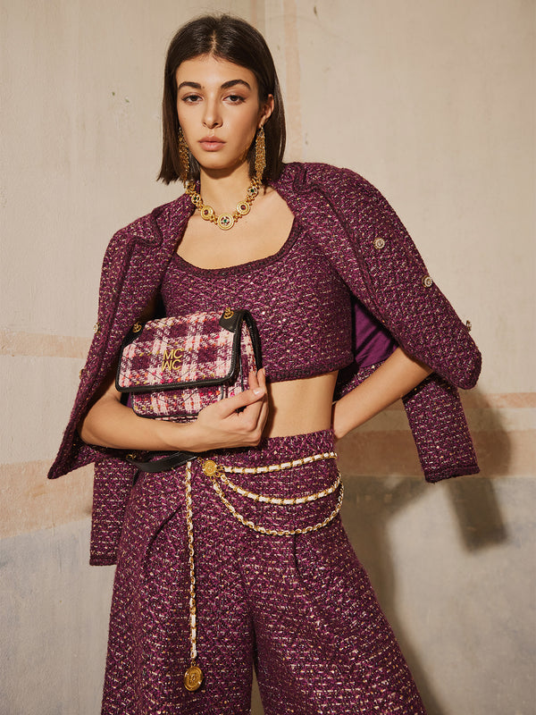 Tweed Tank & Jacket & Wide Leg Pant Sets