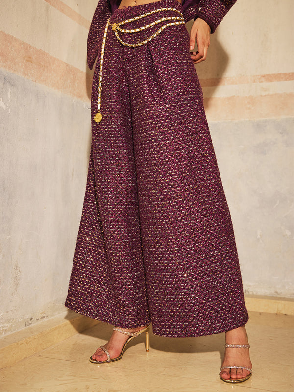 Tweed Tank & Jacket & Wide Leg Pant Sets