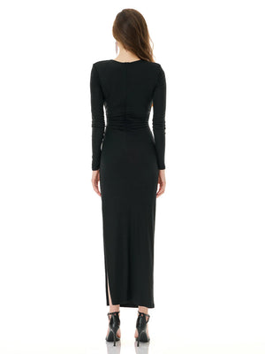 Ebony Shimmer Ruched  Maxi Dress