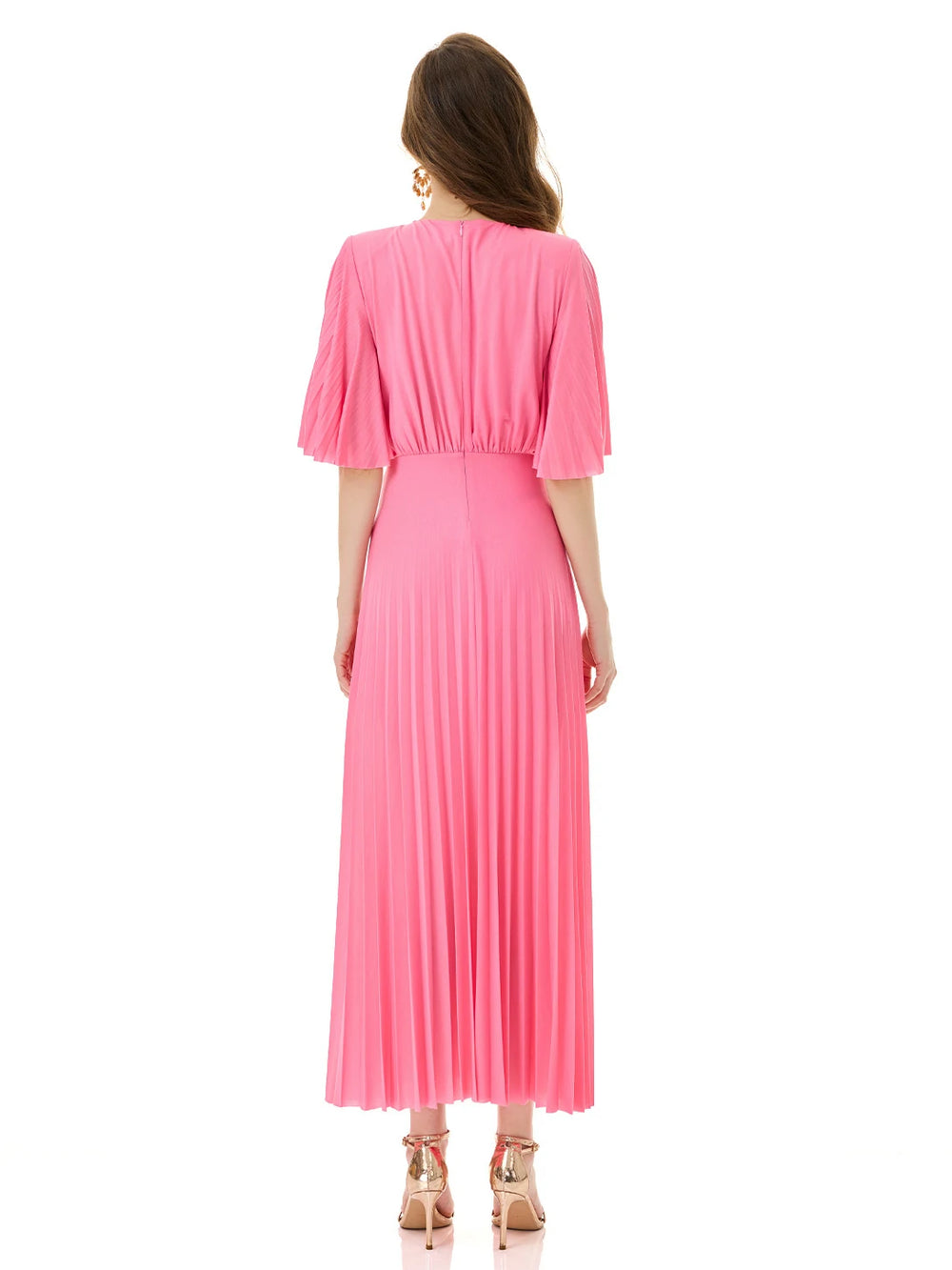 Radiant Pink Pleated Dress