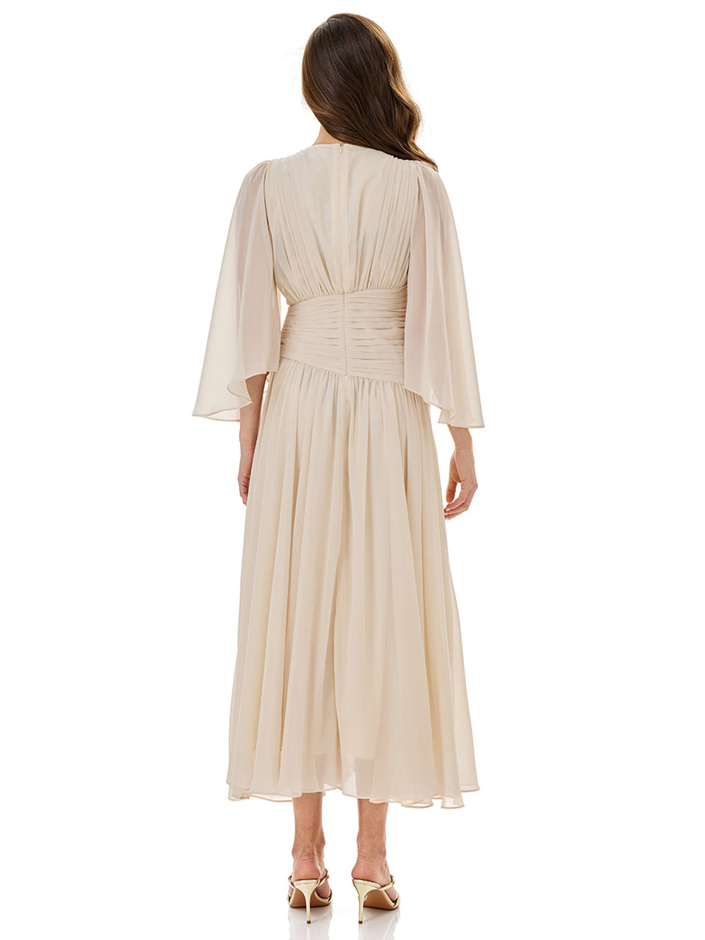 Ruched Waist Slit Maxi Dress