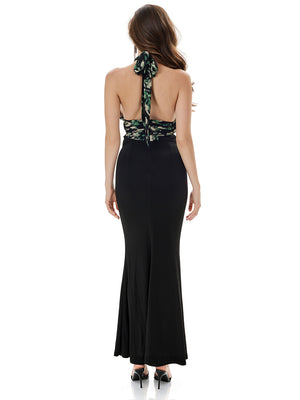 Print Halter Design Evening Dress
