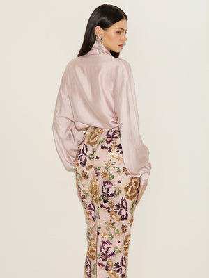 Knot Neck Top & Bead Embroidered Skirt Sets