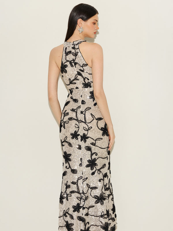 Moonlight Bloom Shadow Sequin Dress