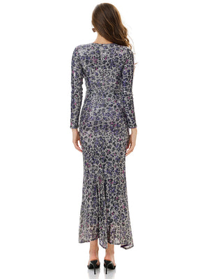 Leopard Print Sequin Wrap Party Dress
