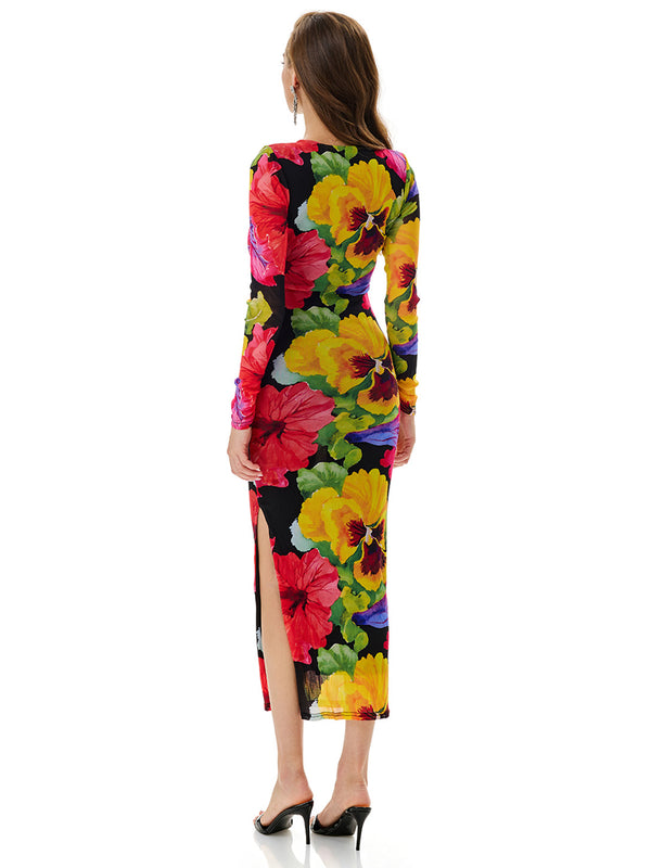 Bloom Floral Long Sleeve Bodycon Dress