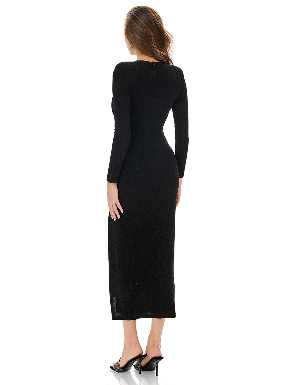 Metallic Trim Slit Bodycon Dress