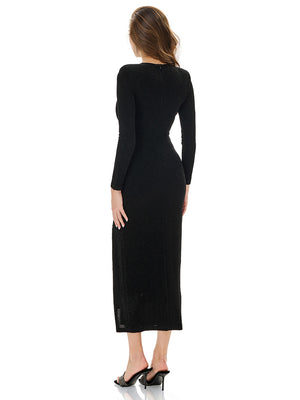 Metallic Trim Slit Bodycon Dress