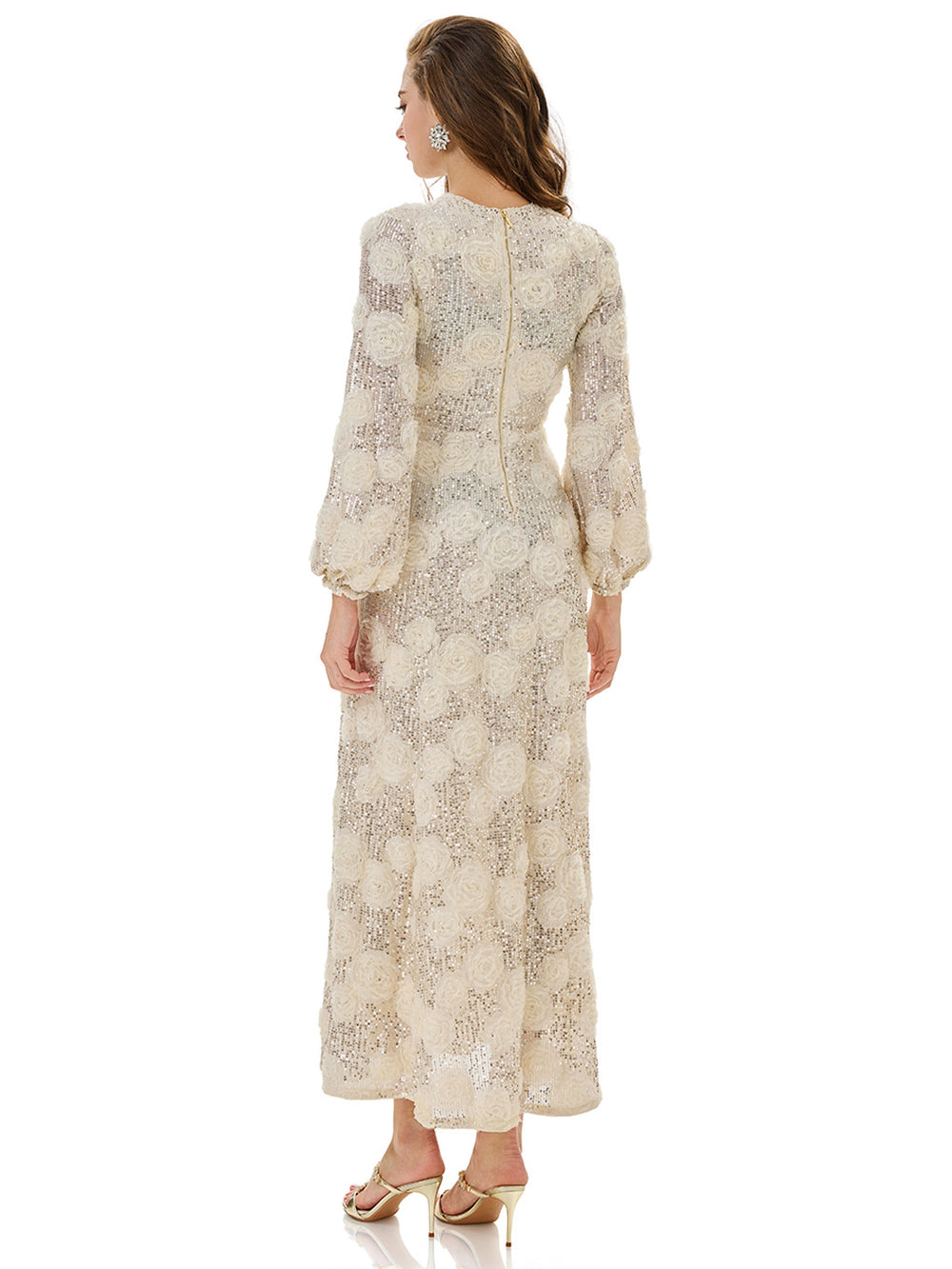 Sequin Embellished Lace Maxi Dress