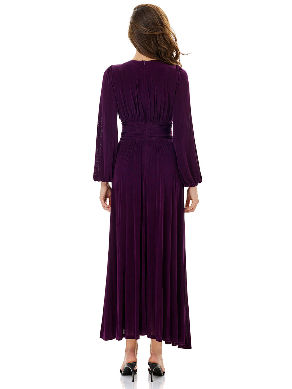 Draped High Slit Evening Gown