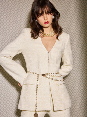 Tweed Blazer & Wide Leg Pant Sets