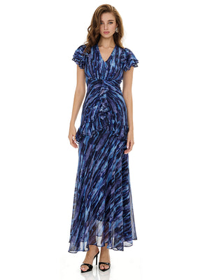 Tie Dye Print Layered Ruffles Dress