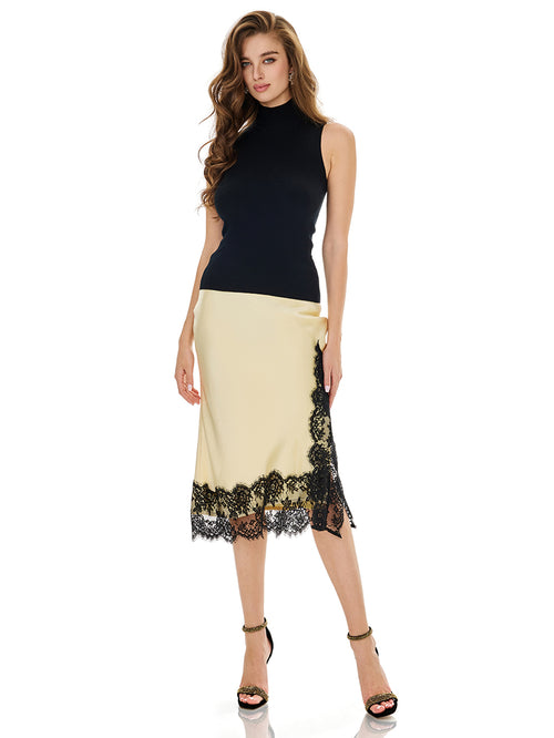 Knit Sleeveless Top & Eyelash Lace Skirt Sets