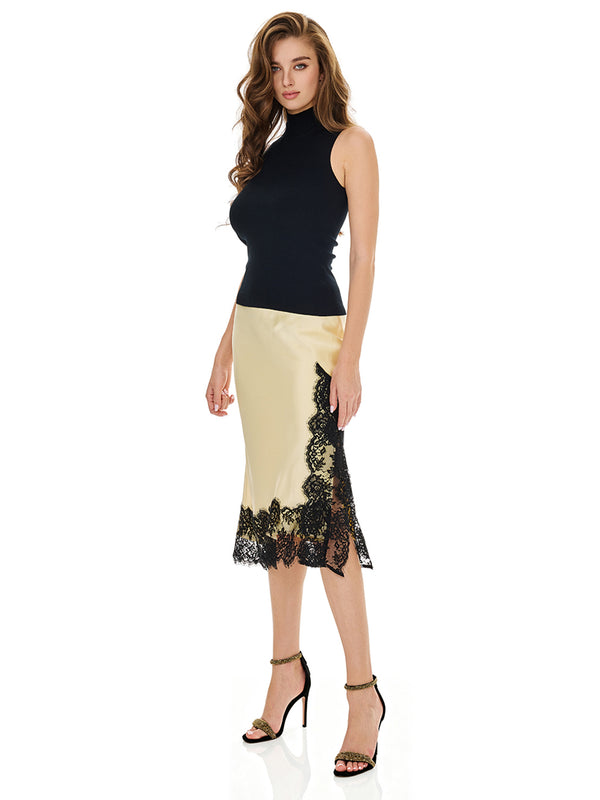 Knit Sleeveless Top & Eyelash Lace Skirt Sets