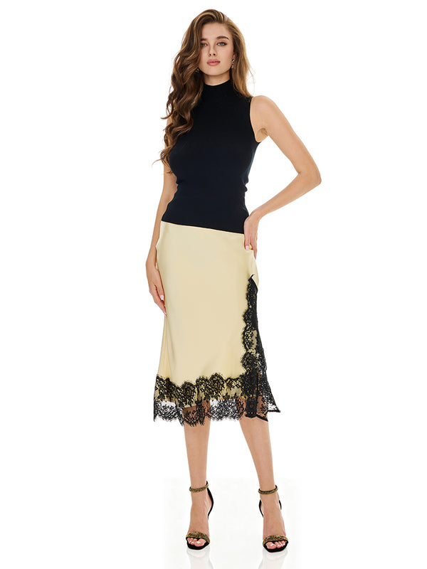 Knit Sleeveless Top & Eyelash Lace Skirt Sets
