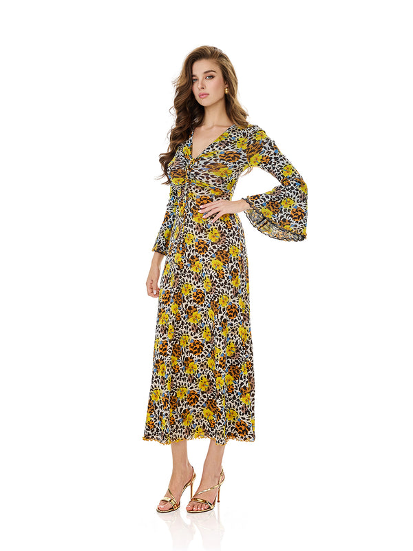 Reversible Floral Leopard Print  Dress