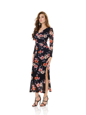 Floral Print Side Slit Bodycon Dress