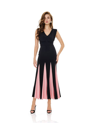 Sculpted Color Block Midi Dress