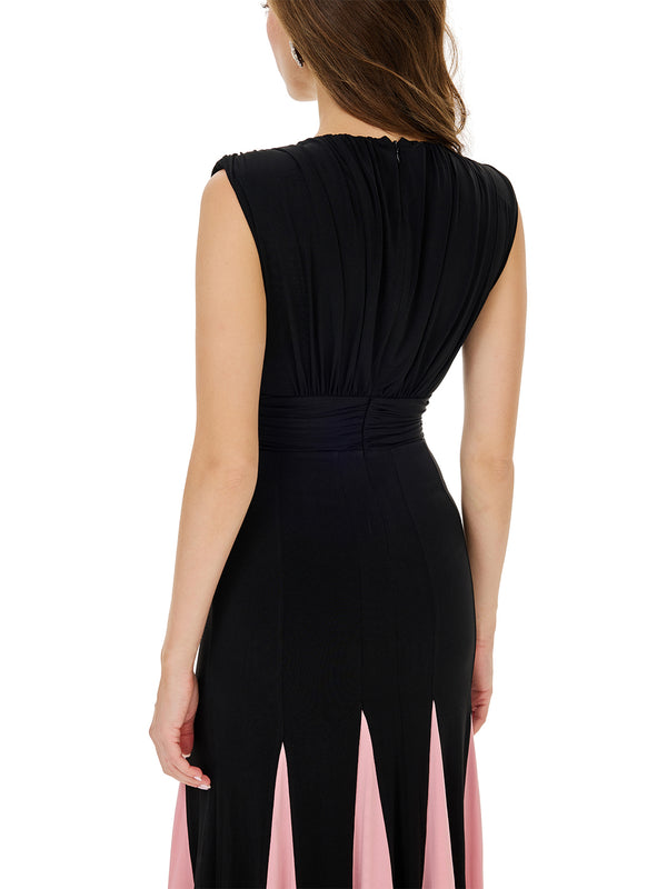 Sculpted Color Block Midi Dress
