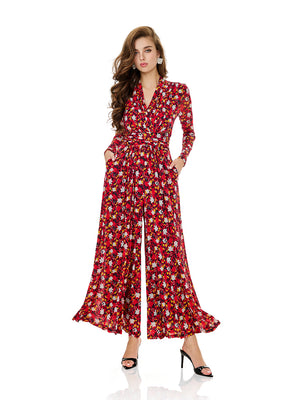 Floral Print Wide Leg Jumpsuit