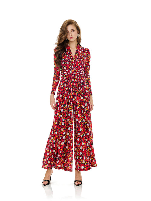 Floral Print Wide Leg Jumpsuit