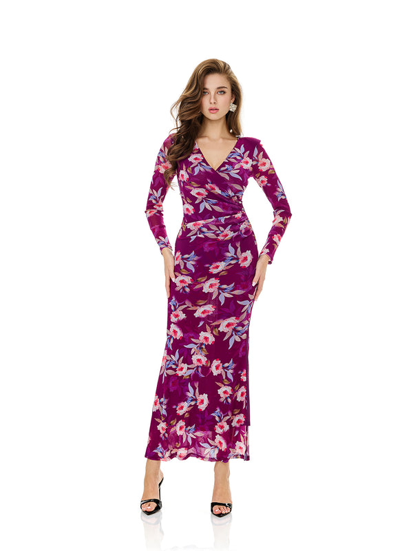 Floral Print Side Slit Bodycon Dress