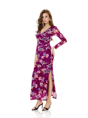 Floral Print Side Slit Bodycon Dress