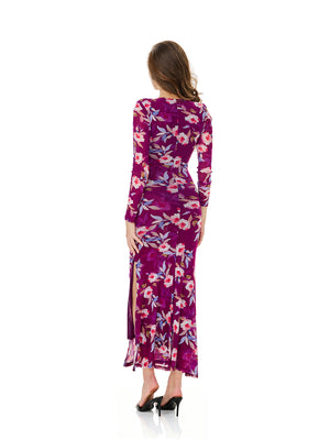 Floral Print Side Slit Bodycon Dress