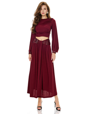 Balloon Sleeve Ruched Top & Skirt Sets