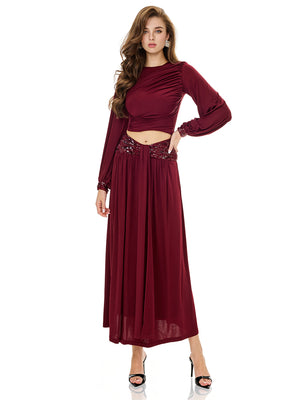 Balloon Sleeve Ruched Top & Skirt Sets