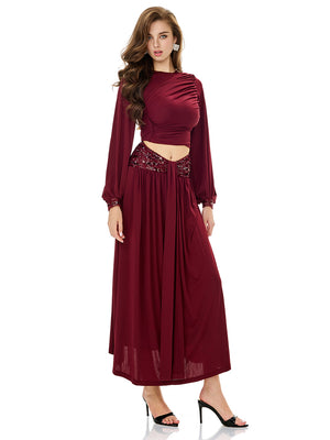 Balloon Sleeve Ruched Top & Skirt Sets