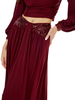 Balloon Sleeve Ruched Top & Skirt Sets