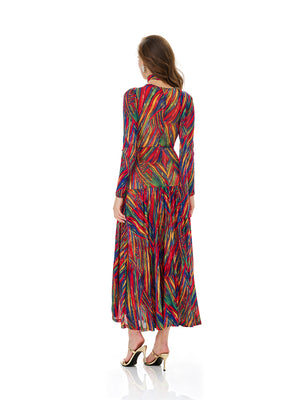 Colorful Rainbow Stripe Slit Dress