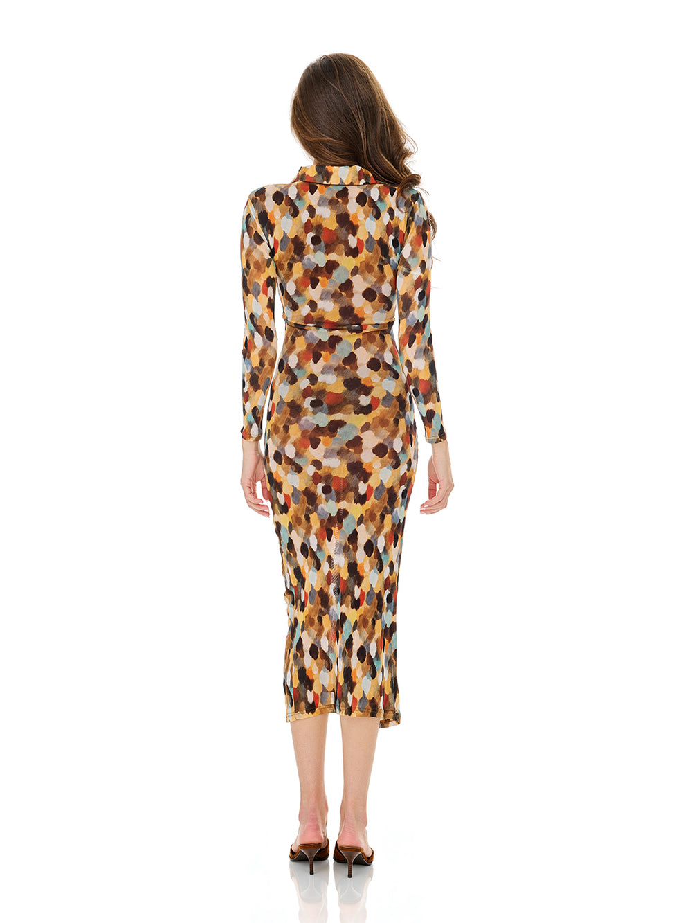 Abstract Print Ruched Shirt Dress