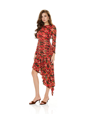 Bloom Flroal Print Layered Ruffles Dress