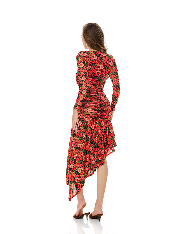 Bloom Flroal Print Layered Ruffles Dress