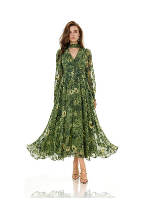 Botanical Whisper Printed Maxi Dress