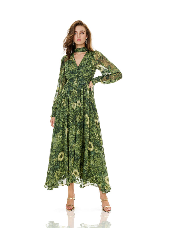 Botanical Whisper Printed Maxi Dress