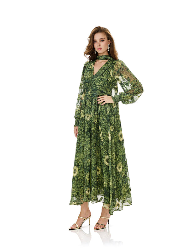 Botanical Whisper Printed Maxi Dress
