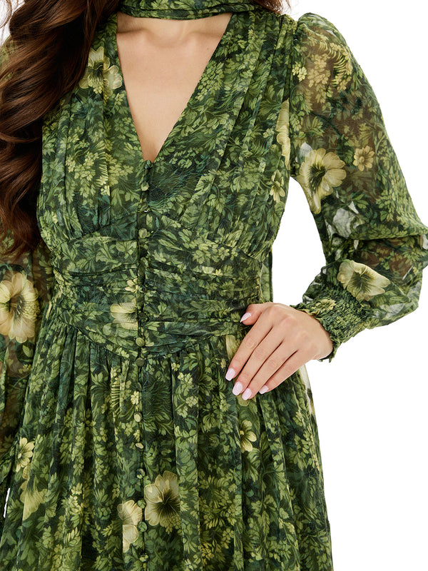 Botanical Whisper Printed Maxi Dress