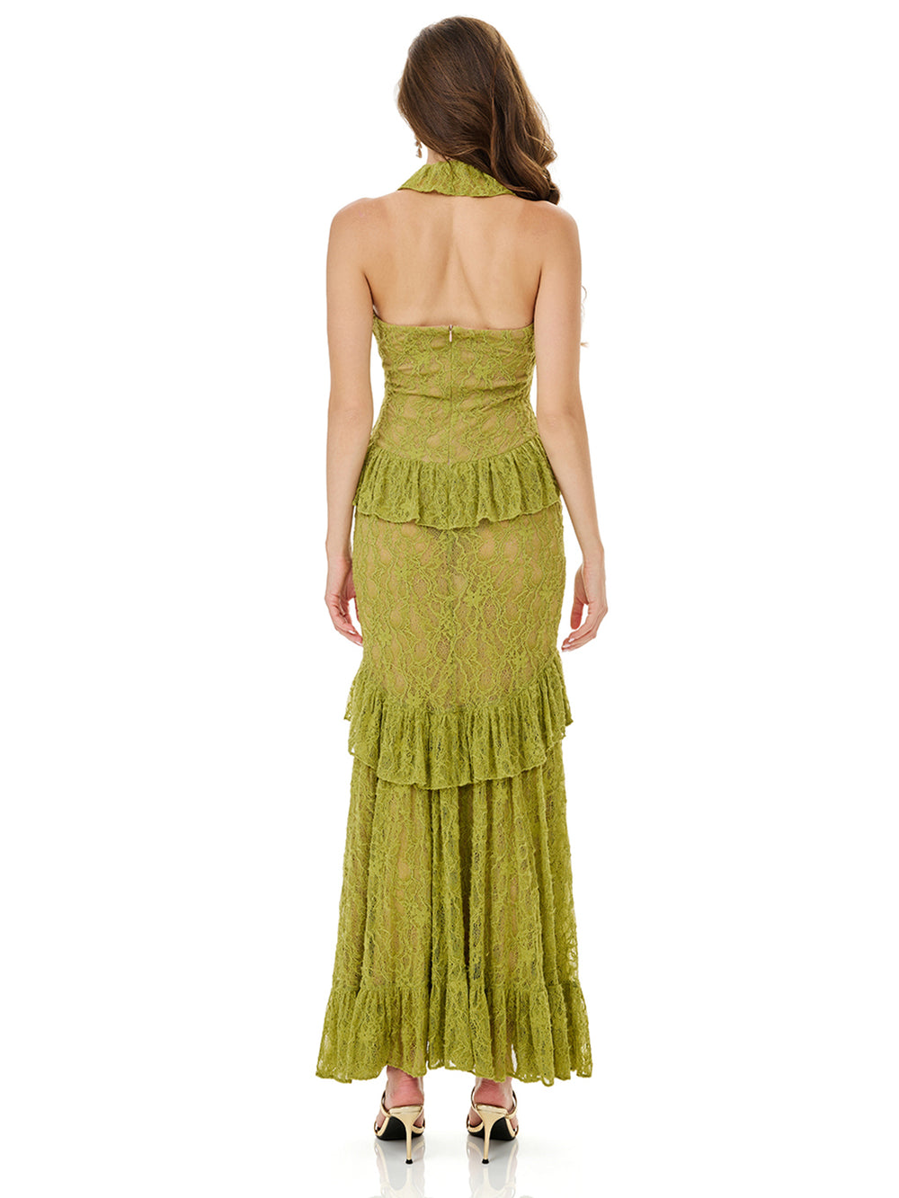 Crochet Lace Layered Ruffle Bodycon Dress