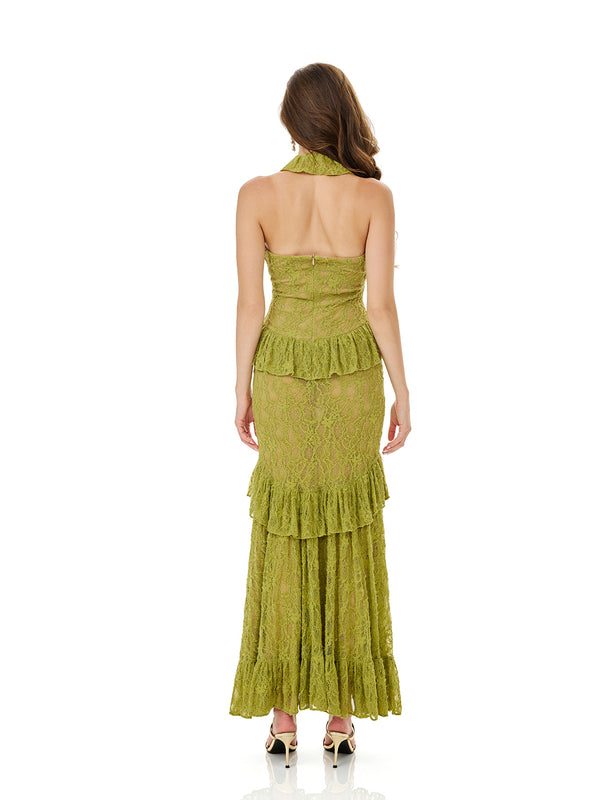 Crochet Lace Layered Ruffle Bodycon Dress