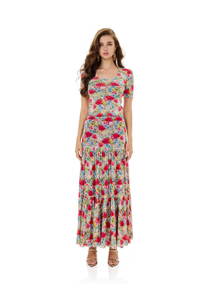 Reversible Floral/Geometric Print Skirt Sets