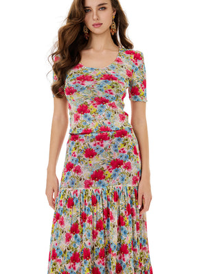 Reversible Floral/Geometric Print Skirt Sets