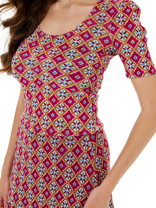 Reversible Floral/Geometric Print Skirt Sets