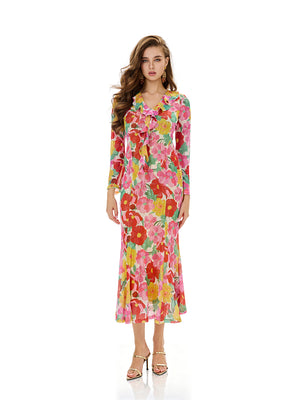 Bloom Floral Ruffles Bodycon Dress