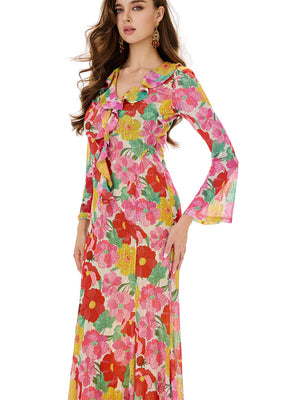 Bloom Floral Ruffles Bodycon Dress